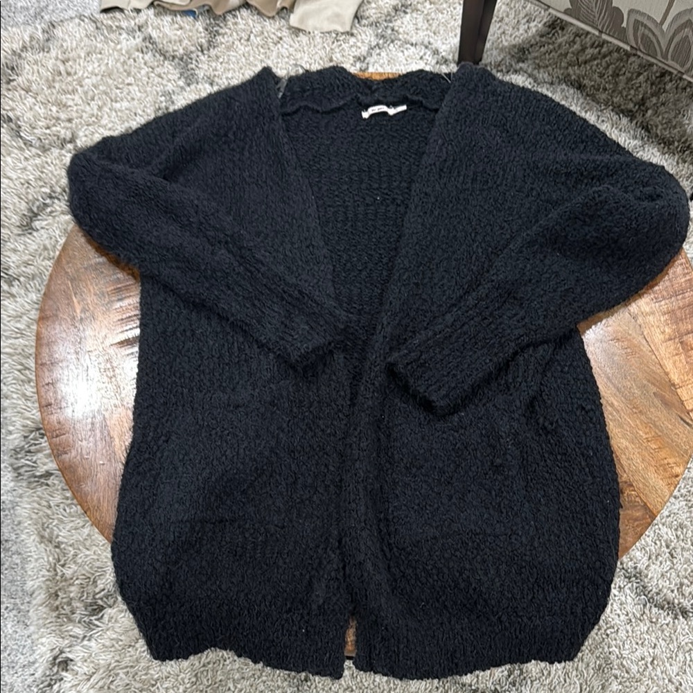 Miami Black Chunky Knit Cardigan Sweater